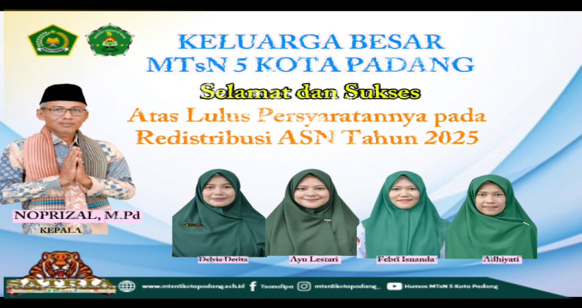 Empat Guru MTsN 5 Kota Padang Lolos Redistribusi ASN, Madrasah Lepas dengan Ikhlas